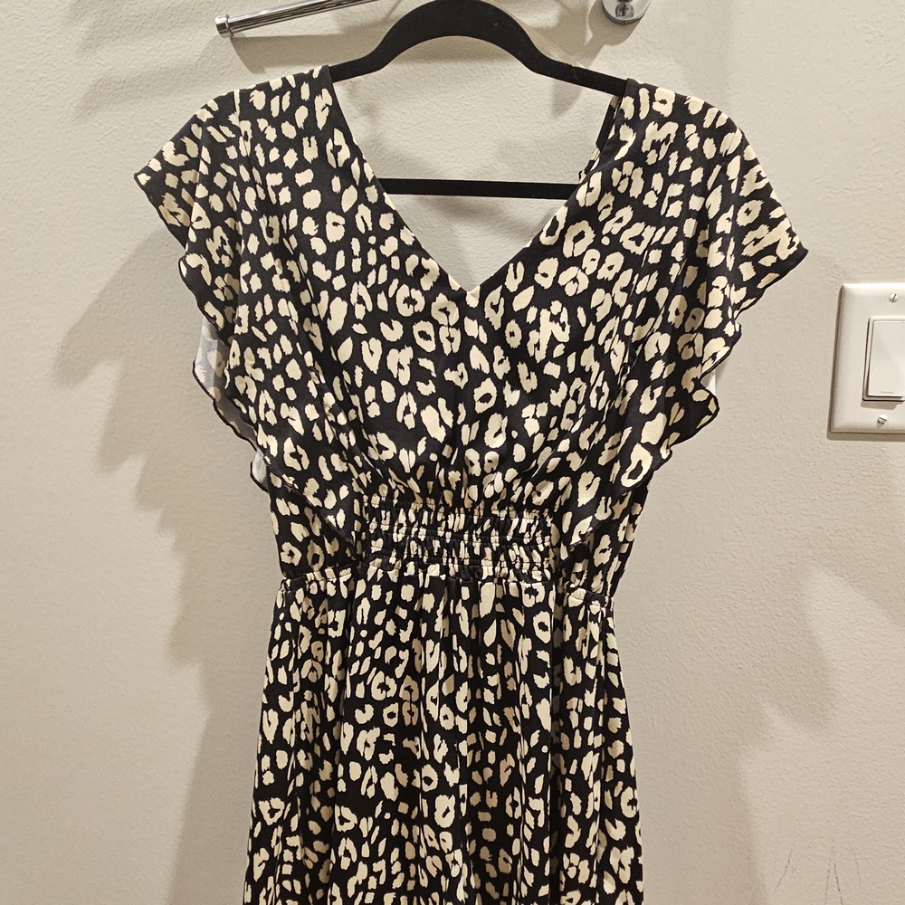 Maurices Leopard Print V-Neck Romper Small